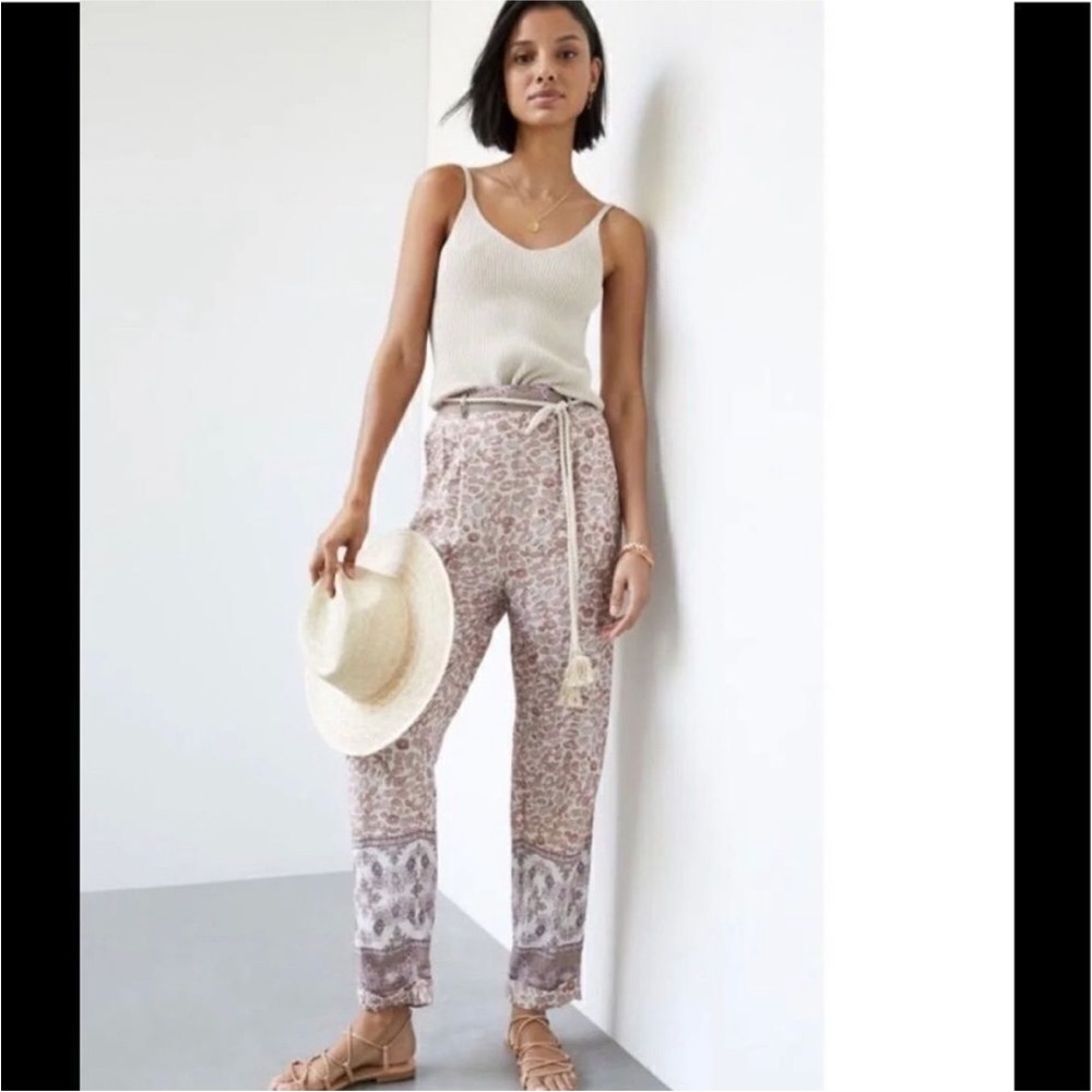 Anthropologie Beige and Taupe Patterned Pants